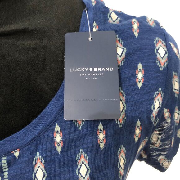 Lucky Brand Womens Blouse S Blue Short Sleeve Round Neck NWT - Picture 4 of 8